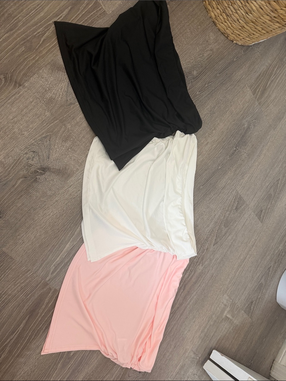 SHEIN  tube top Trio — Black, White & Light Pink